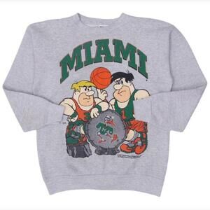 1993 The Flintstones Miami Hurricanes Mirror Print Crewneck Sweatshirt